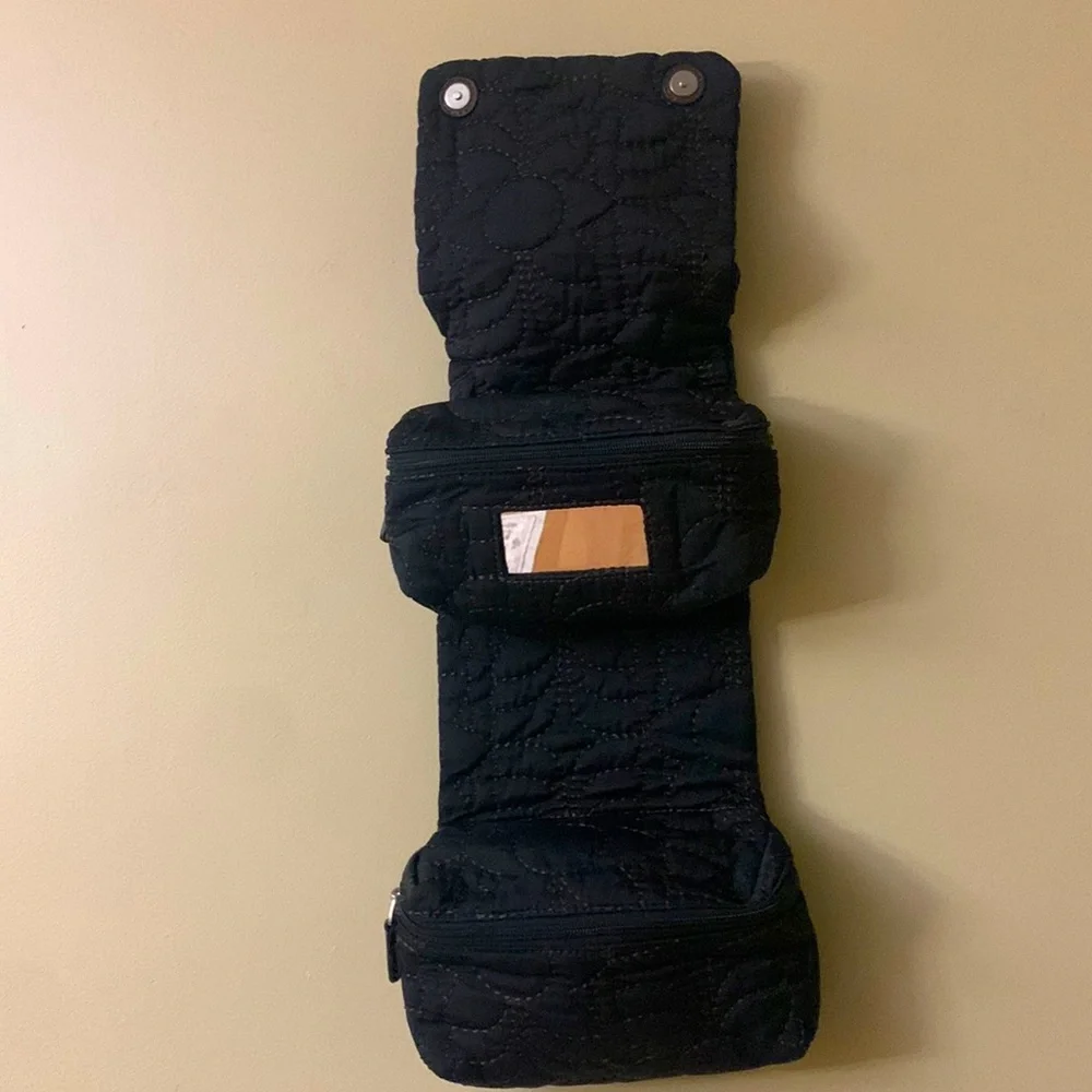 Fossil Black & Brown Quilted Cosmetic | Toiletries Bag NICE
